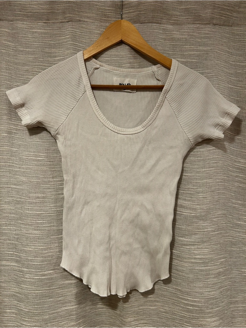ROLLA'S Baby Ribbed T shirt Scoop Neck Short Sleeve Top - Off White